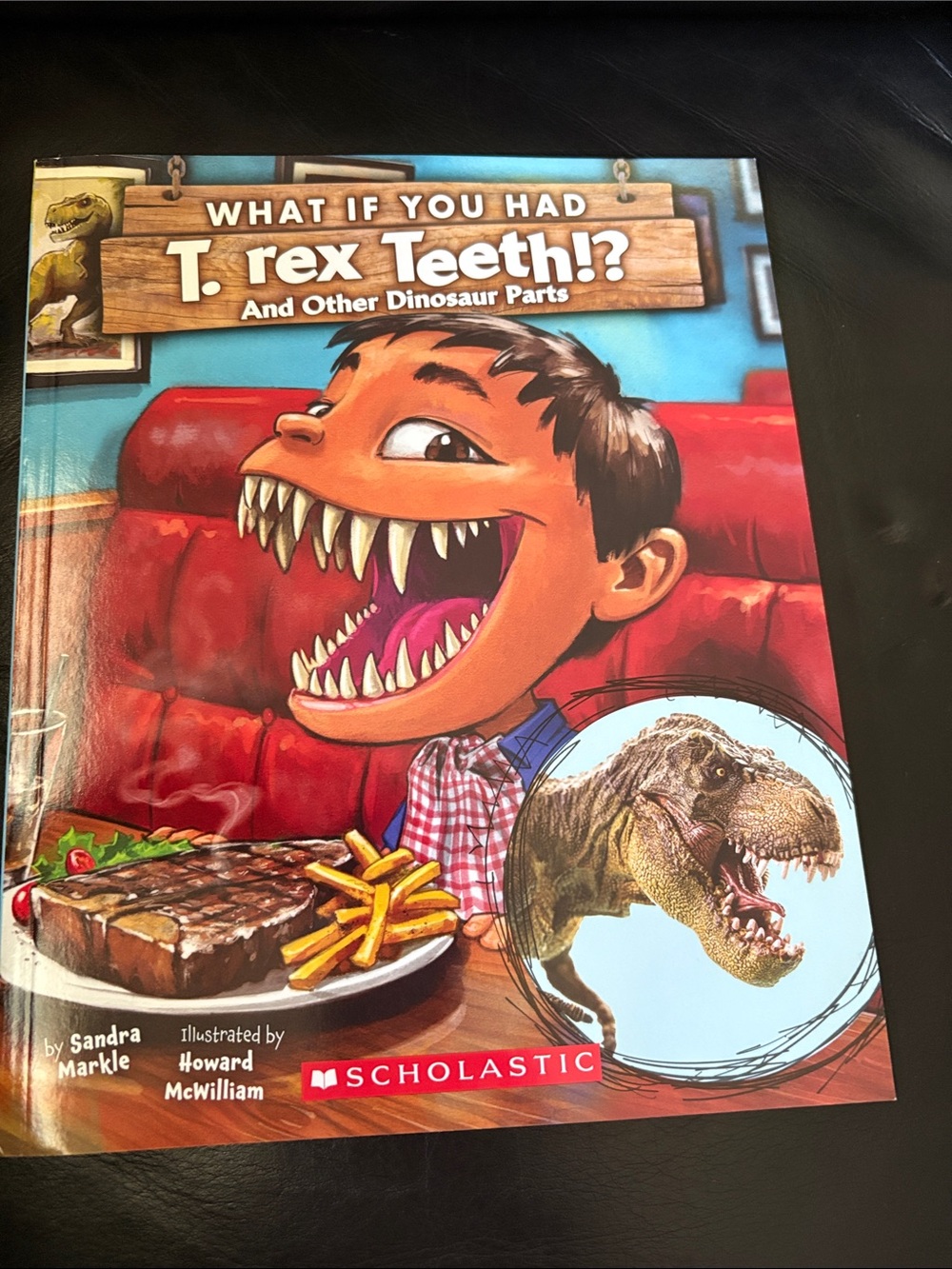 2 Books Scholastic Children's Book - Bright Red and Blue Dinosaur Illustration
